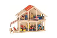 Drewniany domek dla lalek z werandą i balkonem , dwa piętra